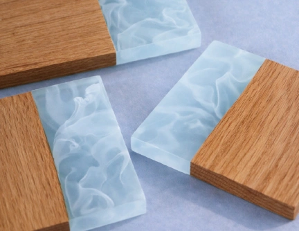 sous-verres chene r&eacute;sine effet glace